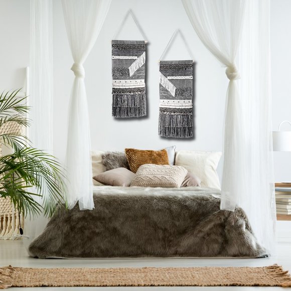 nuLOOM Handmade Cotton Wool Macrame Rug Weave Bohemian Wall Decor Hanging NEW - Picture 2 of 3